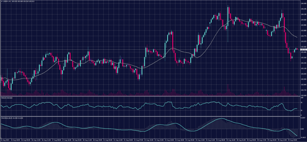 US Dollar Index chart on 30 August 2023